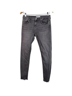 Zara Woman Jeans 12 Womens Gray Skinny Leg Raw Hem Stretch Premium Denim